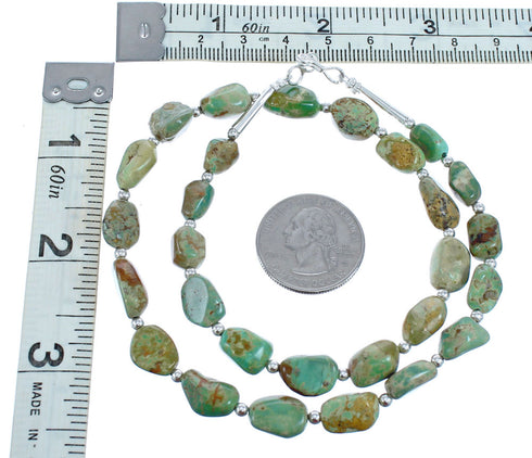 Native American Kingman Turquoise Sterling Silver Bead Necklace JX121510
